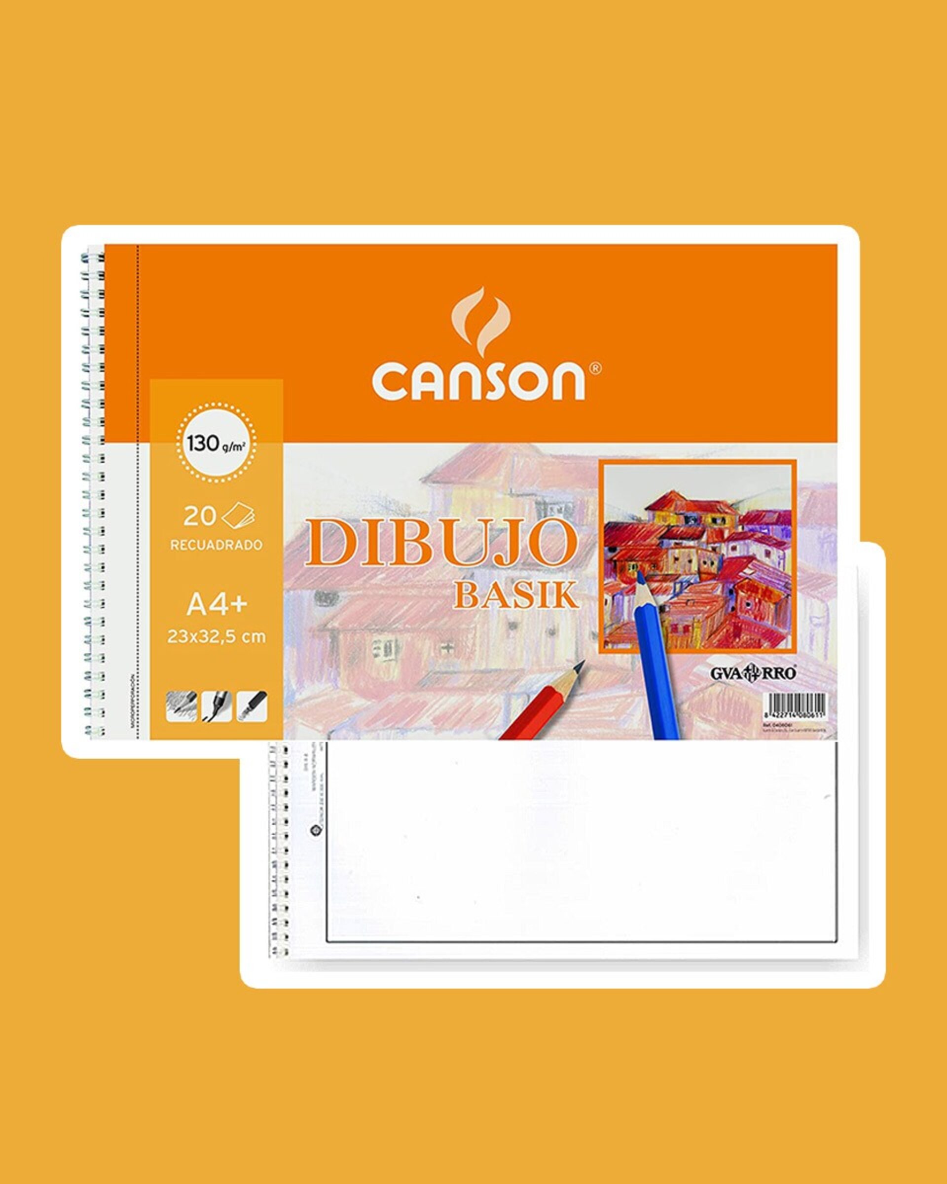 CANSON Basik A4+ con recuadro BLOC 20 hojas 130g papel dibujo - 1